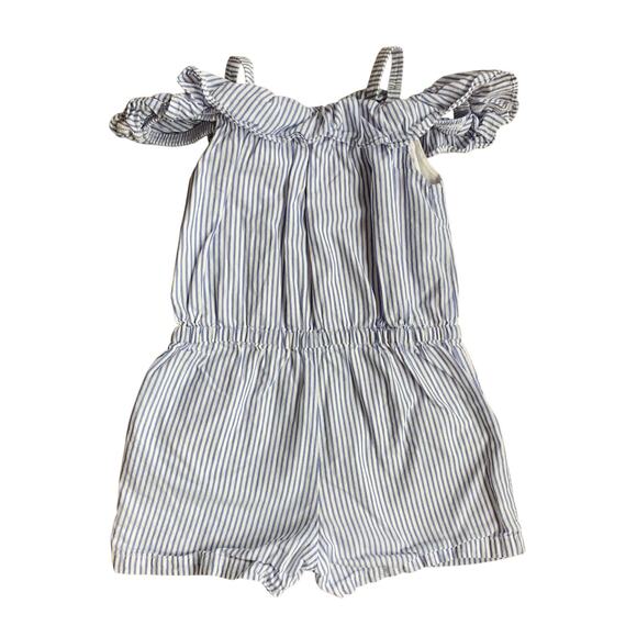 Janie & Jack Blue Striped Off the Shoulder Romper - Picture 5 of 8